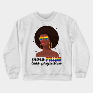 More Pride Less Prejudice LGBTQ Afro American Gift For Men Women Lgbt Crewneck Sweatshirt